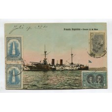 ARMADA ARGENTINA EL BARCO CRUCERO 25 DE MAYO ANTIGUA TARJETA POSTAL